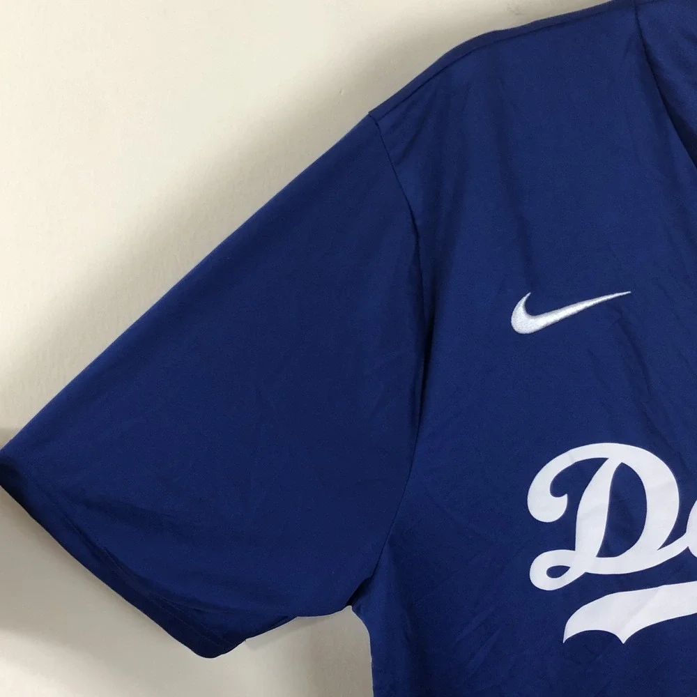 Nike MLB Los Angeles Dodgers Pullover #9 Baseball Jersey Men's Sz M Blue White
